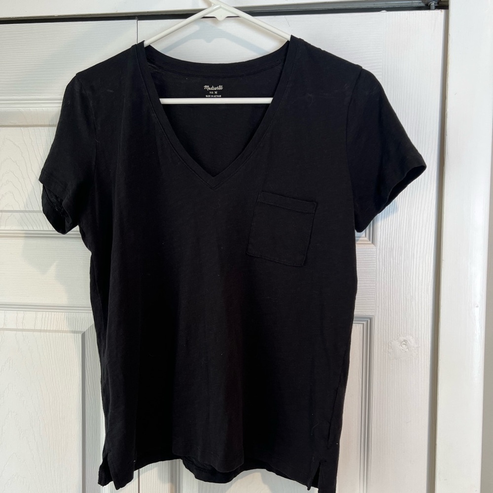 Madewell Black V-Neck Short Sleeve Tee